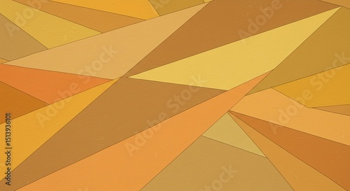 Golden light, pale brown, orange yellow peace, beige abstract background. Geometric pattern shape. Line, triangle, polygon, angle fold. Color gradient. Shadow. Matte. 3d effect. Rough grain grungy