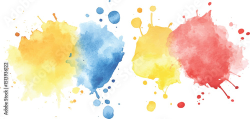 Colorful abstract watercolor splash collection isolated on white background. Colorful paint splashes on white background. Set of watercolor circles brash multicolored. watercolor on white background.