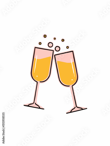  Champagne glasses icon, flat celebration vector