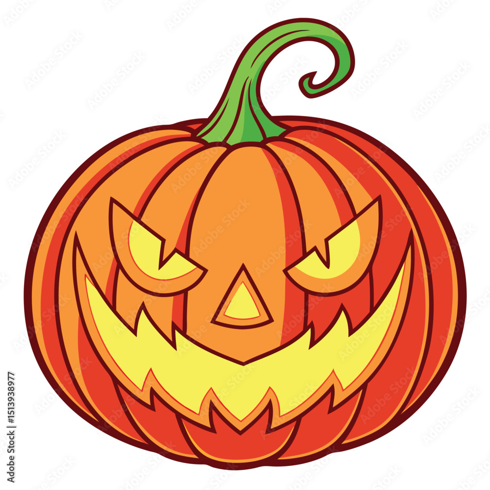 Fototapeta premium Vector illustration of a grinning jack o lantern pumpkin perfect for halloween celebrations.