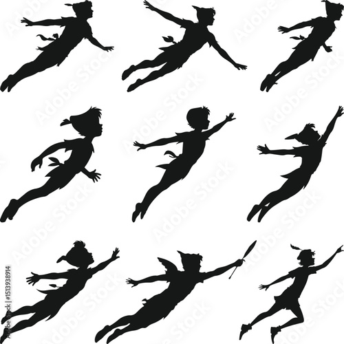 Peter Pan Bundle SVG, Peter Pan Silhouette, Peter Pan vector, Peter Pan vector clipart Silhouette,