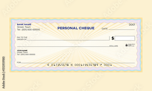 Blank Bank Check Vector guilloche pattern for Designers and Creators