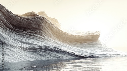 Abstract ocean wave meets glowing sky