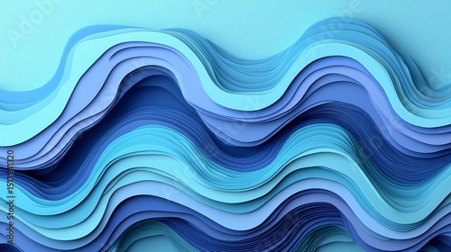 Abstract paper layers, blue wave pattern