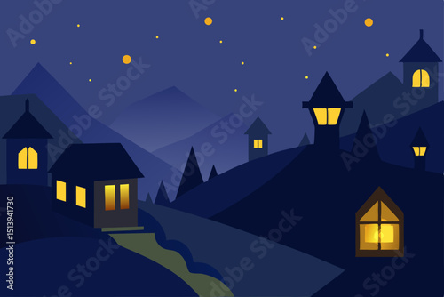 house in the night vector