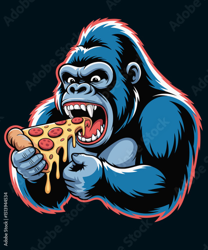 Gorilla Eating Pizza Cute Monkey Funny pizza lover