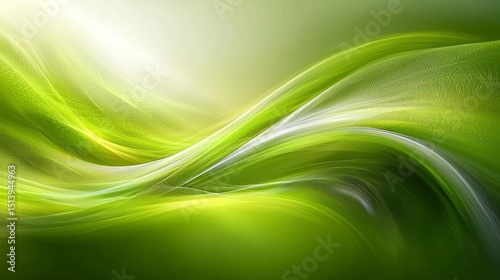 Abstract Swirling Lines of Green, White, and Yellow Colors