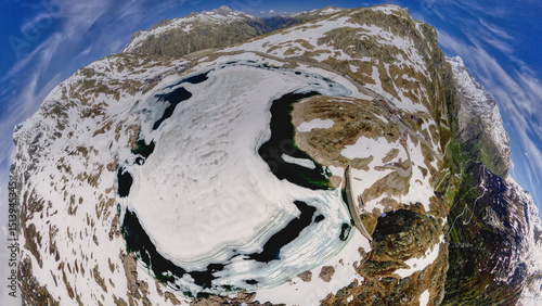 Grimselpasshöhe als Little Planet, Ende Mai 2025, Schweiz 