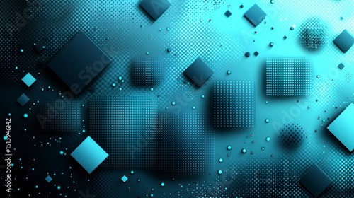 Abstract teal and blue 3D cubes