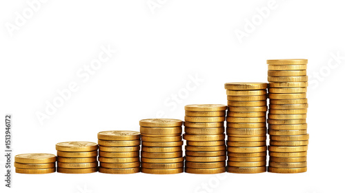 Increasing Stack of Gold Coins Representing Financial Growth