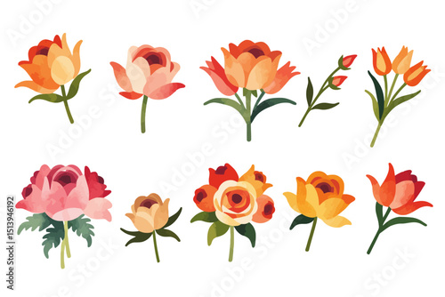 Watercolor Floral Arrangement - Elegant Flower Clipart for Design - Beautiful Rose and Tulip Illustration - Perfect for Wedding Invitations and Spring Projects_