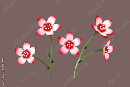Wallpaper Mural Watercolor Red and White Flowers Illustration - Delicate Floral Design with Five Petals - Artistic Botanical Image for Spring and Summer Themes Torontodigital.ca
