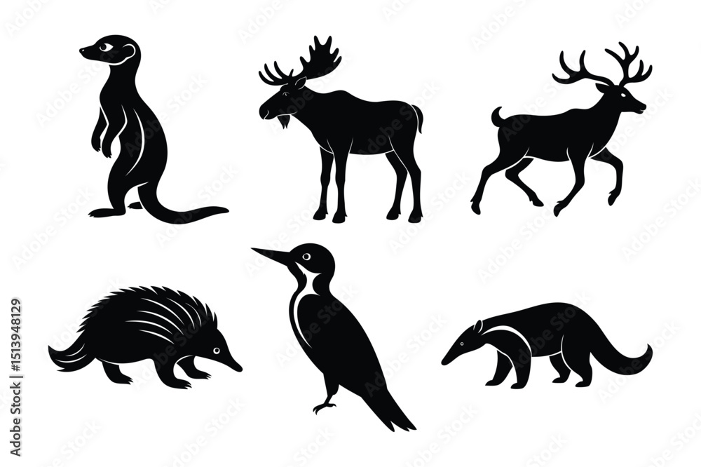Obraz premium Wild Animal Silhouettes Set