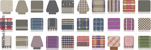 Vector sheet of colorful patterned blankets – Great for home decor branding, textile design, or seasonal lifestyle promotions