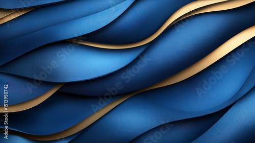 Abstract wavy blue and gold pattern