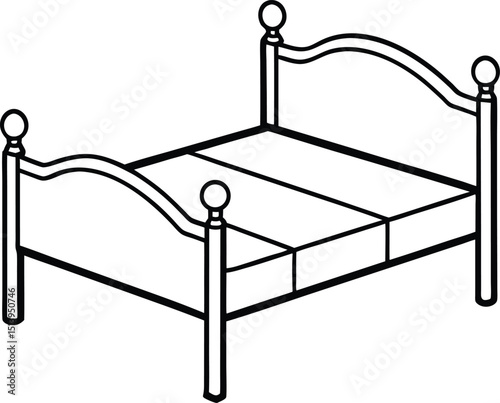 bed in a bedroom vector icon line art on transparent background