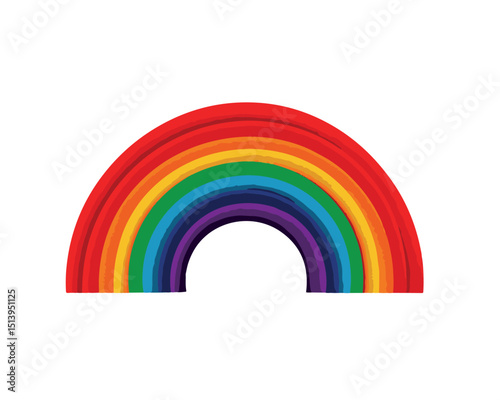 Vibrant Rainbow Illustration with All Seven Colors in a Bold Arch, Perfect for Colorful Designs, Seasonal Artwork, and Celebrating Diversity and Positivity
