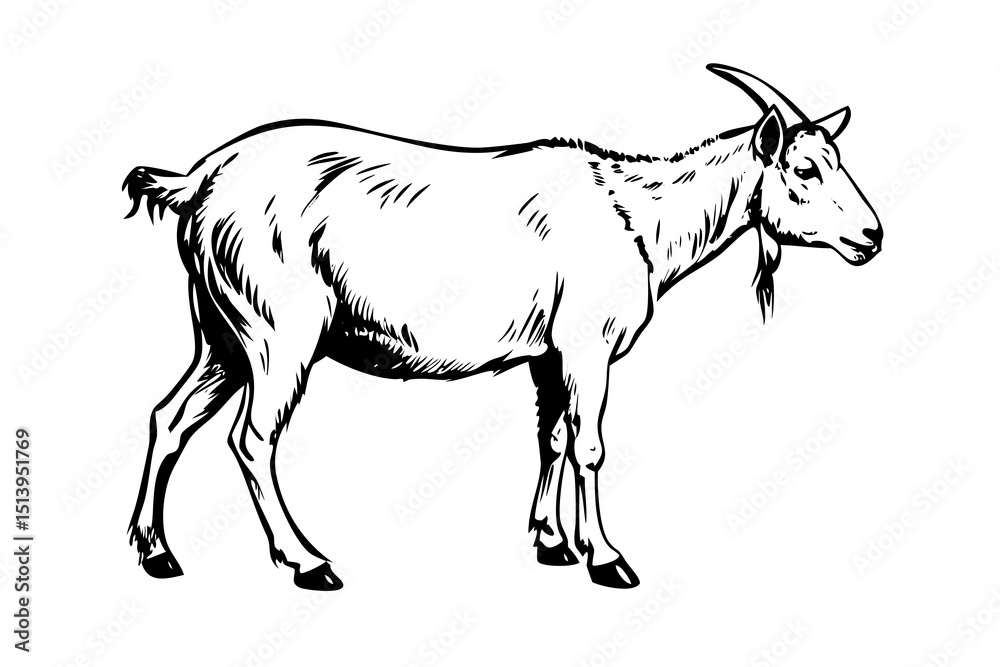 Obraz premium Highly Detailed Engraved Illustration of a Goat