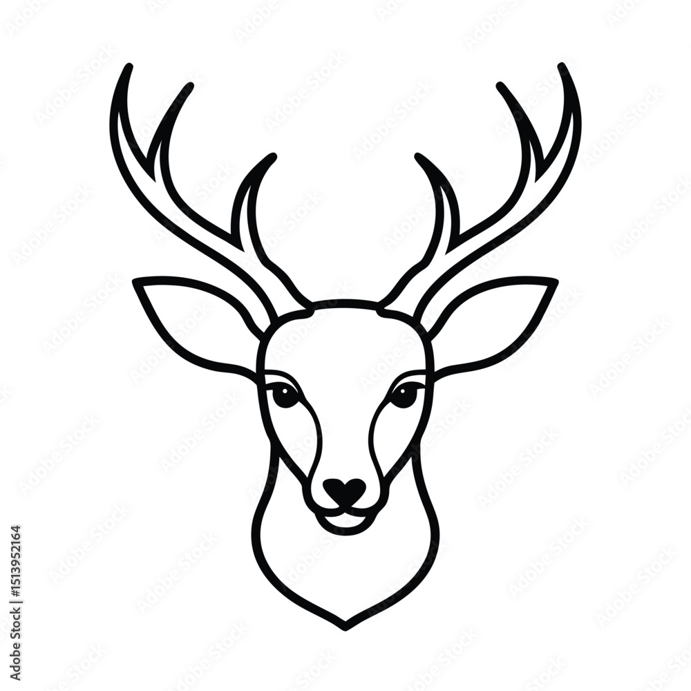 Fototapeta premium deer head vector icon line art on transparent background