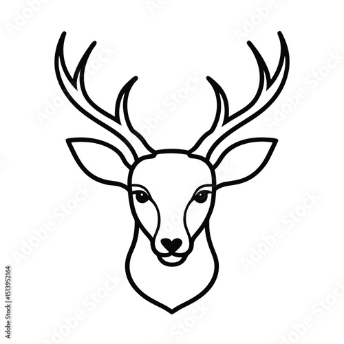 deer head vector icon line art on transparent background