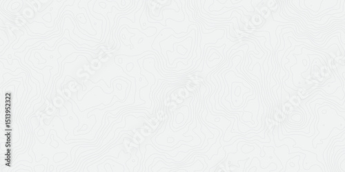 "Abstract Topographic map design with grey lines seamless pattern on white background. Geographic contour map paper texture. Retro topographic map, geographic mountain relief. Vector. Illustration"