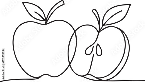 Orchard brand apple fruit line sketch