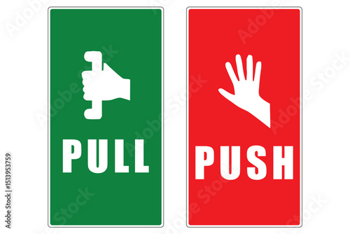 Essential Push Pull Door Signs Green Red Hand Symbols Safety Instruction Guide