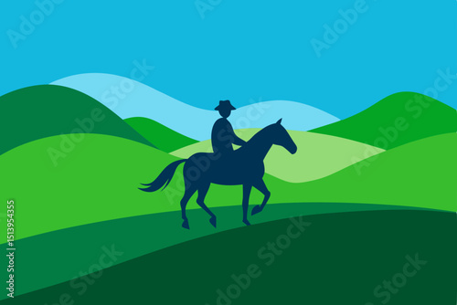 horse riding on the mountain