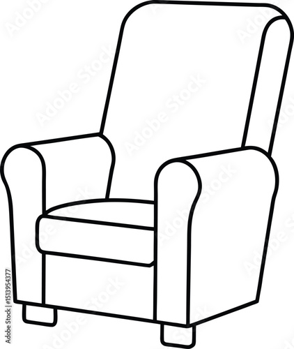 armchair sofa line art on transparent background