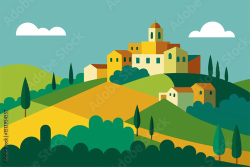 vector illustration of a village