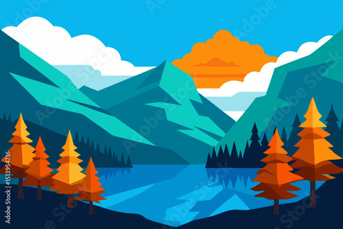 autumn landscape with mountains