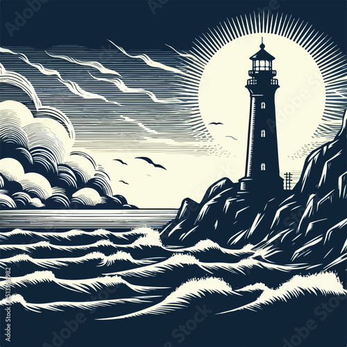 lighthouse vector in the afternoon