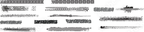 Collection of tire tracks stock illustrations.