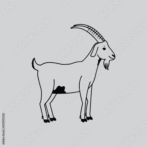 Goat Livestock Line Art