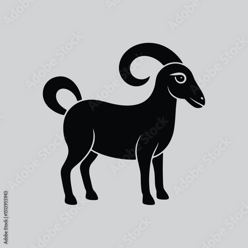 Traditional Goat Etching Style Drawing