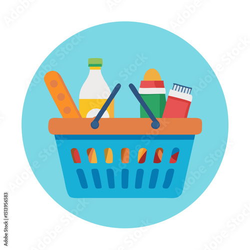 vector of a shopping basket full of products
