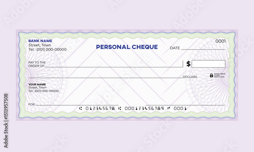 Blank Bank Check Vector guilloche pattern for Designers and Creators