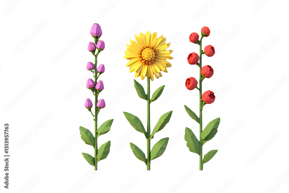 Naklejka premium Scandinavian Style Floral Clipart