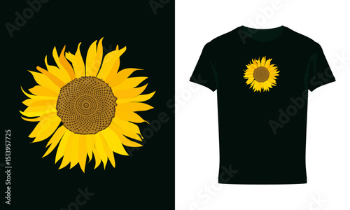 Vibrant Sunflower Vector Illustration for T-Shirt Design and Apparel Print