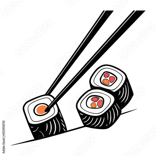 sushi rolls with salmon vector illustration
