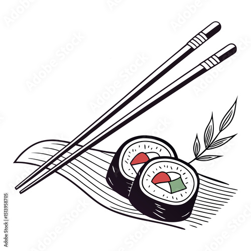 sushi rolls with salmon vector illustration
