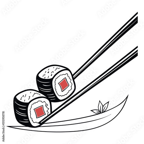 sushi rolls with salmon vector illustration
