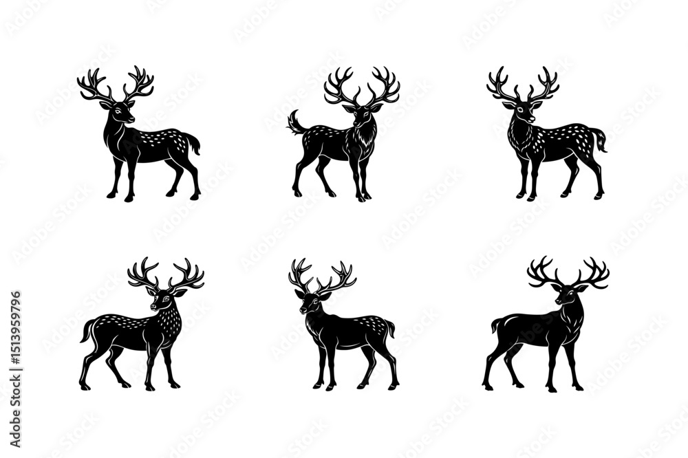 Fototapeta premium deer and antlers vector silhouette