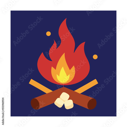 Campfire night marshmallows roasting flames wood