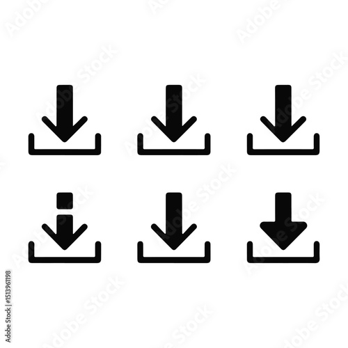 Download icon set. Download vector icons. Upload symbol collection. 