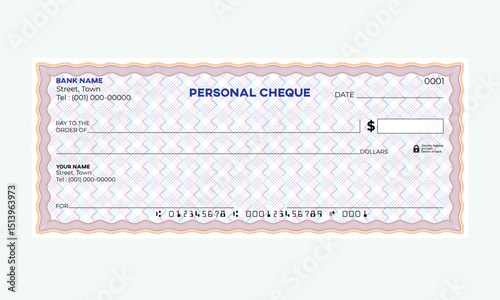 Blank Bank Check Vector guilloche pattern for Designers and Creators