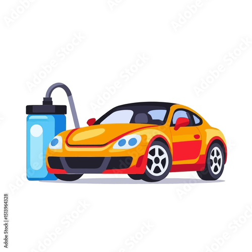 car-washing-illustration-yellow-sports-vehicle-cleaning-service