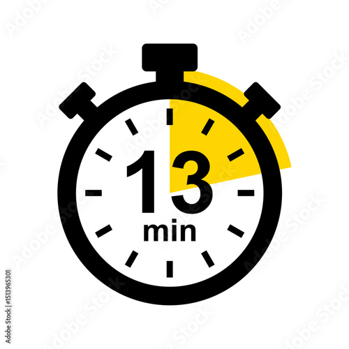 13 minute timer. Stopwatch icon