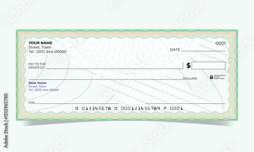 Blank Bank Check Vector guilloche pattern for Designers and Creators
