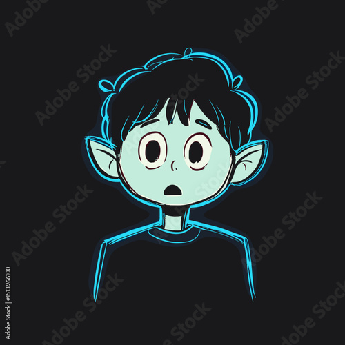 Cartoonish Shock: A captivating illustration of a surprised boy. The vivid colors, coupled with the boy's wide-eyed expression, invite viewers to feel his astonishment and wonder.